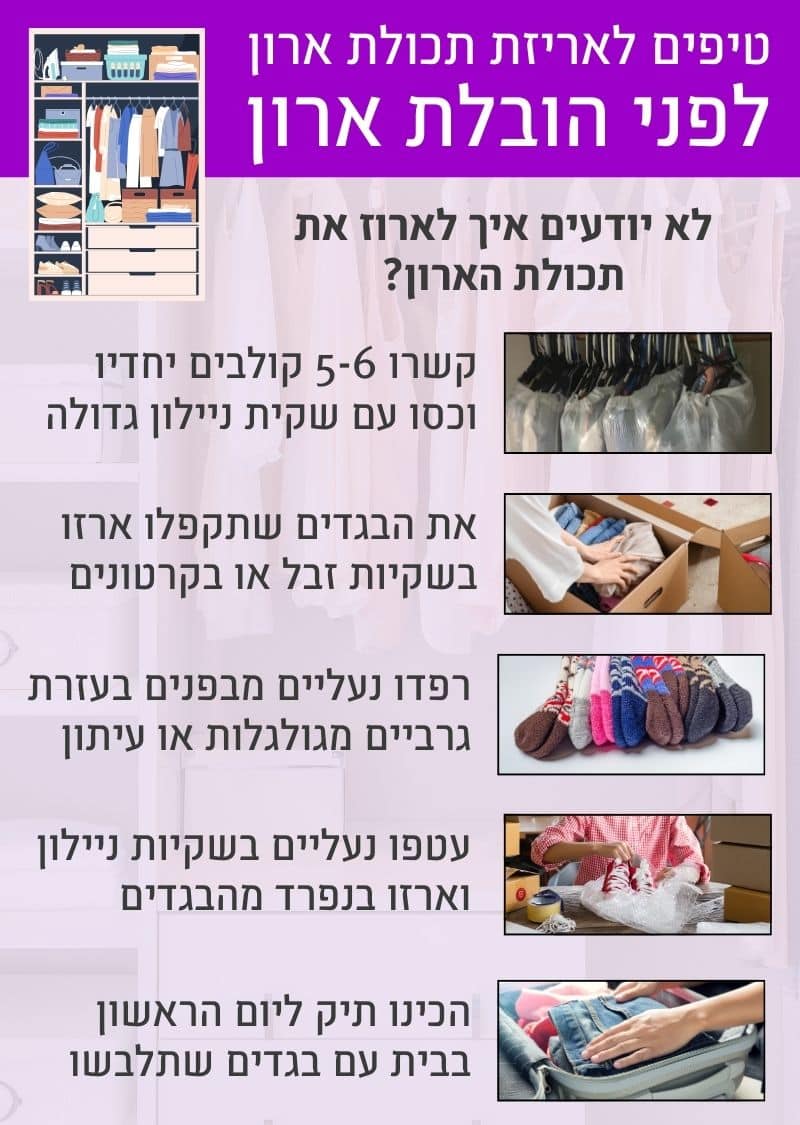 פירוק אריזה והובלת ארון